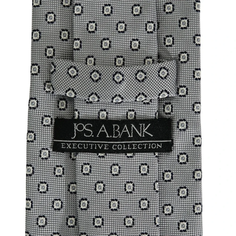 JOS. A. BANK Executive Collection Silk Necktie Designer Geometric Gray/Black